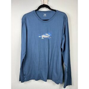 Horny Toad Toad & Co Men's L Long Sleeve Olive Blue Top T-Shirt